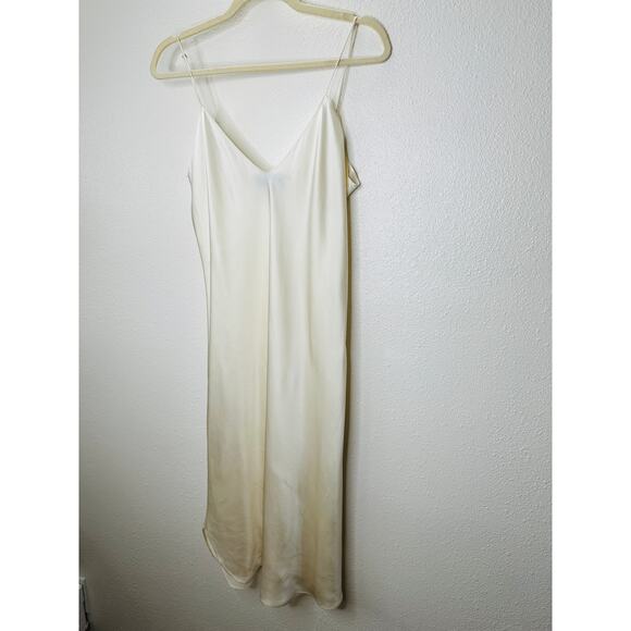 Nili Lotan Cream V-Neck Spaghetti Strap 100% Silk Slip Dress XL - Picture 4 of 16